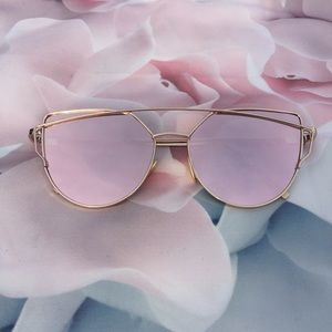 Pink Cat Eye Mirrored Street Fashion Sunglasses